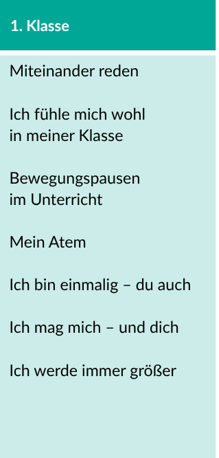 Übersicht Unterrichtseinheiten
